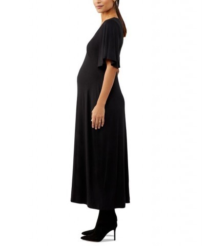 Printed Caftan Maternity Dress Black $44.28 Dresses