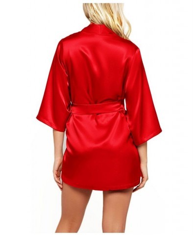 Women's Ultra Soft Satin Lounge and Poolside Robe Red $26.45 Lingerie