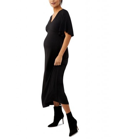 Printed Caftan Maternity Dress Black $44.28 Dresses