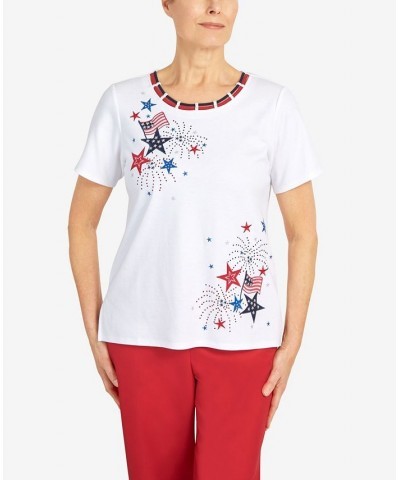 Petite Printed Double Strap Fireworks Top White $37.53 Tops