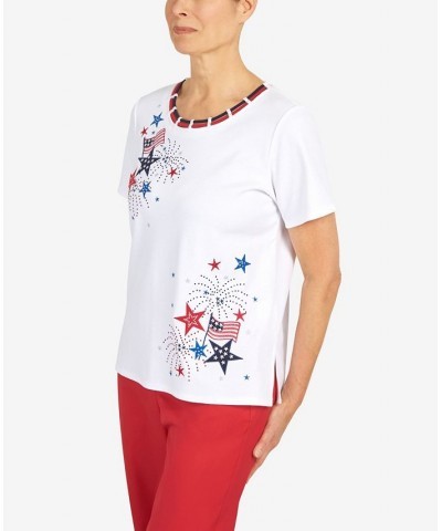 Petite Printed Double Strap Fireworks Top White $37.53 Tops