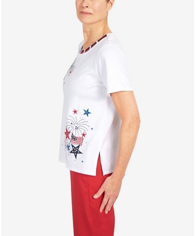 Petite Printed Double Strap Fireworks Top White $37.53 Tops