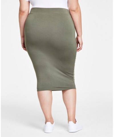 Trendy Plus Size Bodycon Jersey Midi Skirt Green $13.12 Skirts