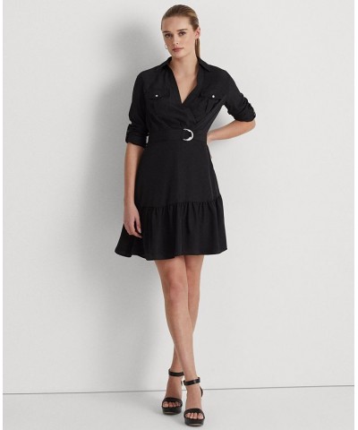 Women's Crepe Long-Sleeve Dress Black $44.00 Dresses