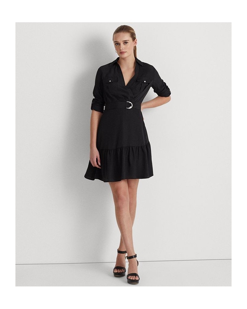 Women's Crepe Long-Sleeve Dress Black $44.00 Dresses