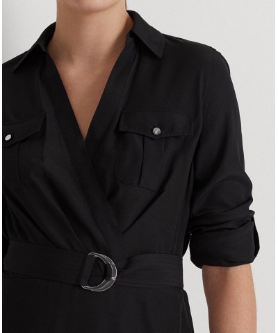 Women's Crepe Long-Sleeve Dress Black $44.00 Dresses