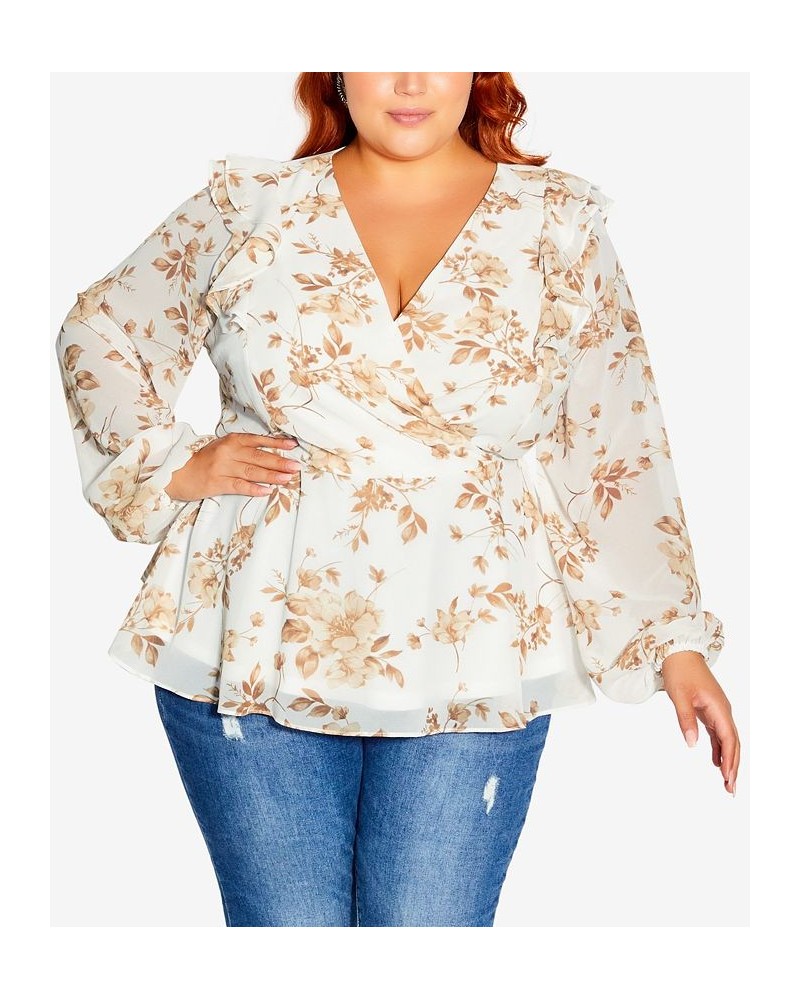 Trendy Plus Size Ellie Long Sleeve Top Autumn Floral $41.25 Tops