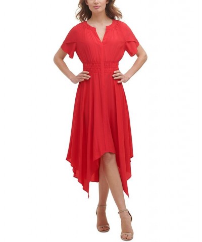 Handkerchief-Hem Midi Dress Red $54.28 Dresses