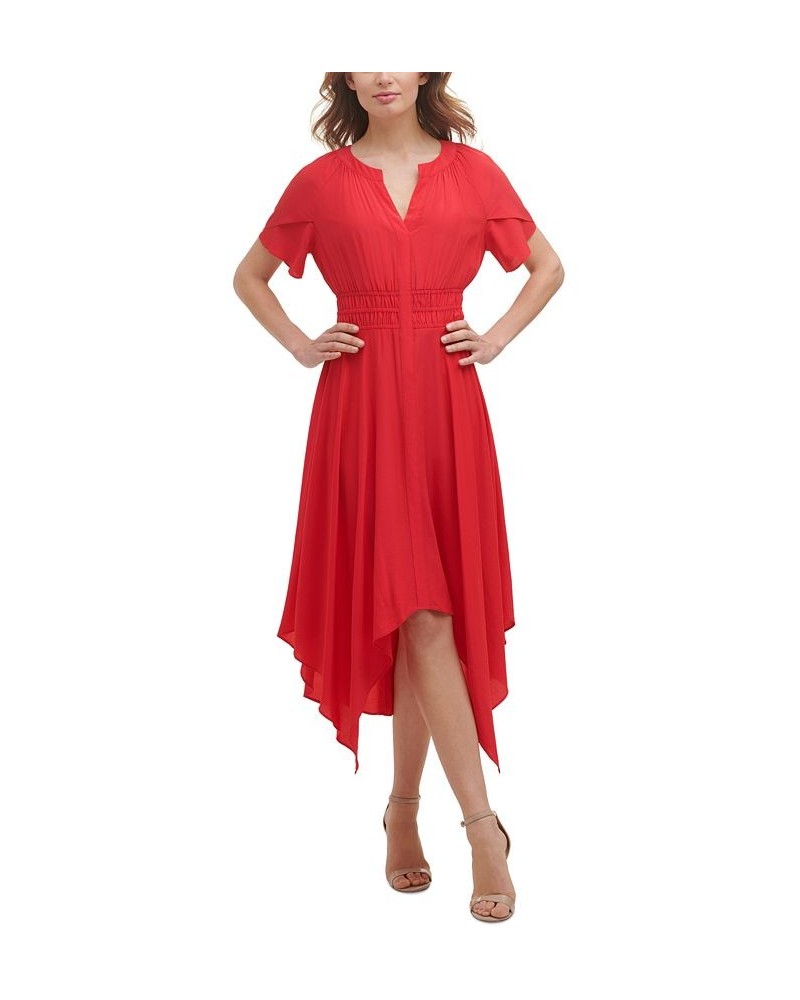 Handkerchief-Hem Midi Dress Red $54.28 Dresses