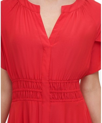 Handkerchief-Hem Midi Dress Red $54.28 Dresses