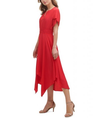 Handkerchief-Hem Midi Dress Red $54.28 Dresses