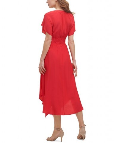 Handkerchief-Hem Midi Dress Red $54.28 Dresses