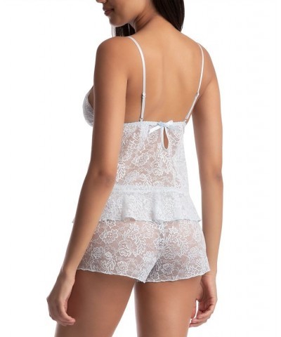 Sexy Basics Lace Cami & Shorts Lingerie Pajama Set Blue $22.42 Sleepwear