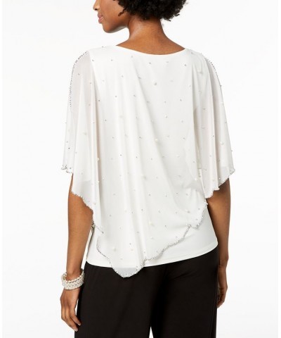 Embellished Asymmetrical Overlay Top White $43.56 Tops