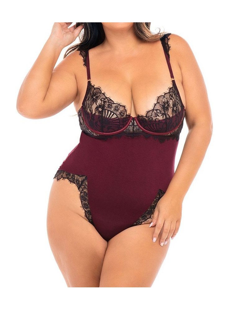 Plus Size Nicole Molded Shelf Cup Lingerie Teddy Zinfandel, Black $18.94 Lingerie