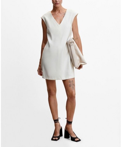 Women's V-Neckline Short Dress Tan/Beige $31.50 Dresses