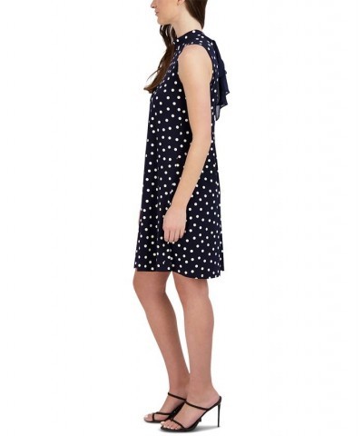 Women's Printed Mock-Neck Jersey Shift Dress Navy/Ivory $37.92 Dresses