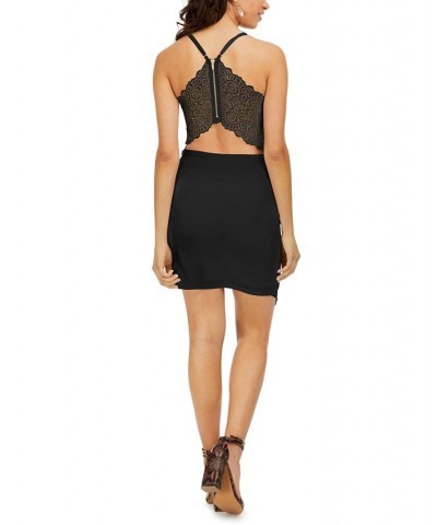 Juniors' Lace-Back Bodycon Dress Black $18.33 Dresses