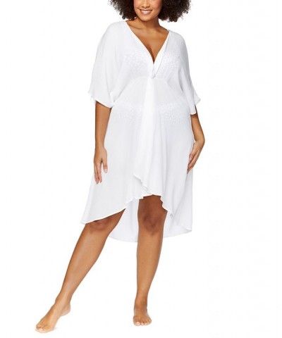 Plus Size Solid Paraiso Twist-Front Swim Dress Cover-Up White $45.76 Swimsuits