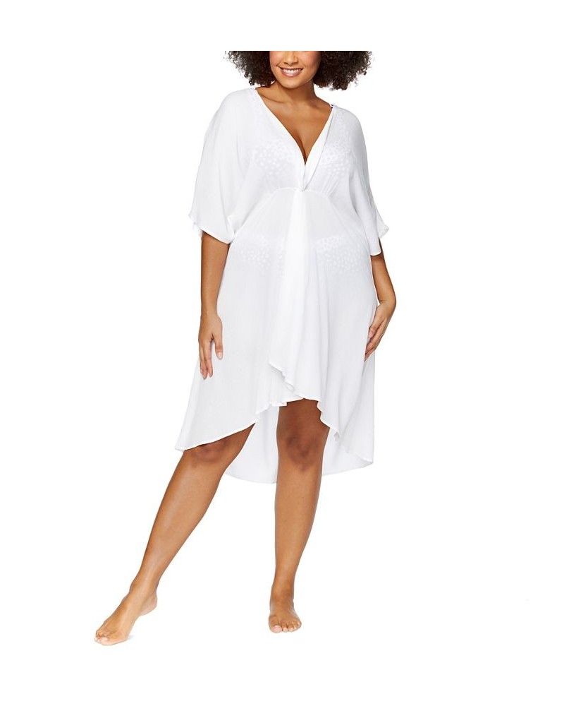 Plus Size Solid Paraiso Twist-Front Swim Dress Cover-Up White $45.76 Swimsuits