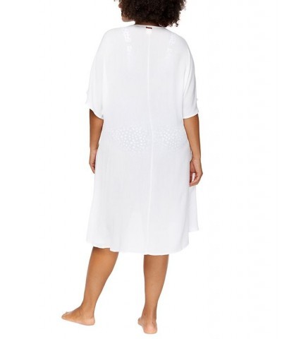 Plus Size Solid Paraiso Twist-Front Swim Dress Cover-Up White $45.76 Swimsuits