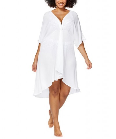 Plus Size Solid Paraiso Twist-Front Swim Dress Cover-Up White $45.76 Swimsuits