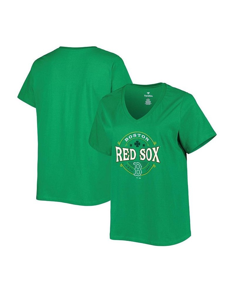 Women's Kelly Green Boston Red Sox Plus Size Celtic V-Neck T-shirt Kelly Green $20.25 Tops