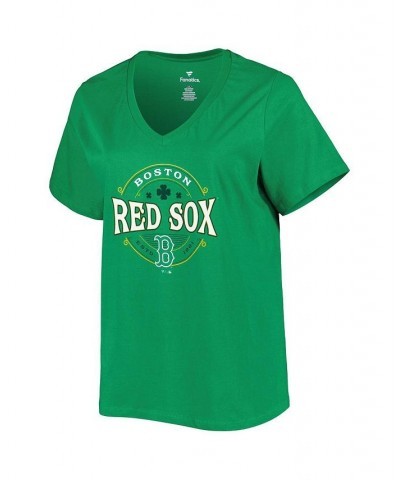 Women's Kelly Green Boston Red Sox Plus Size Celtic V-Neck T-shirt Kelly Green $20.25 Tops