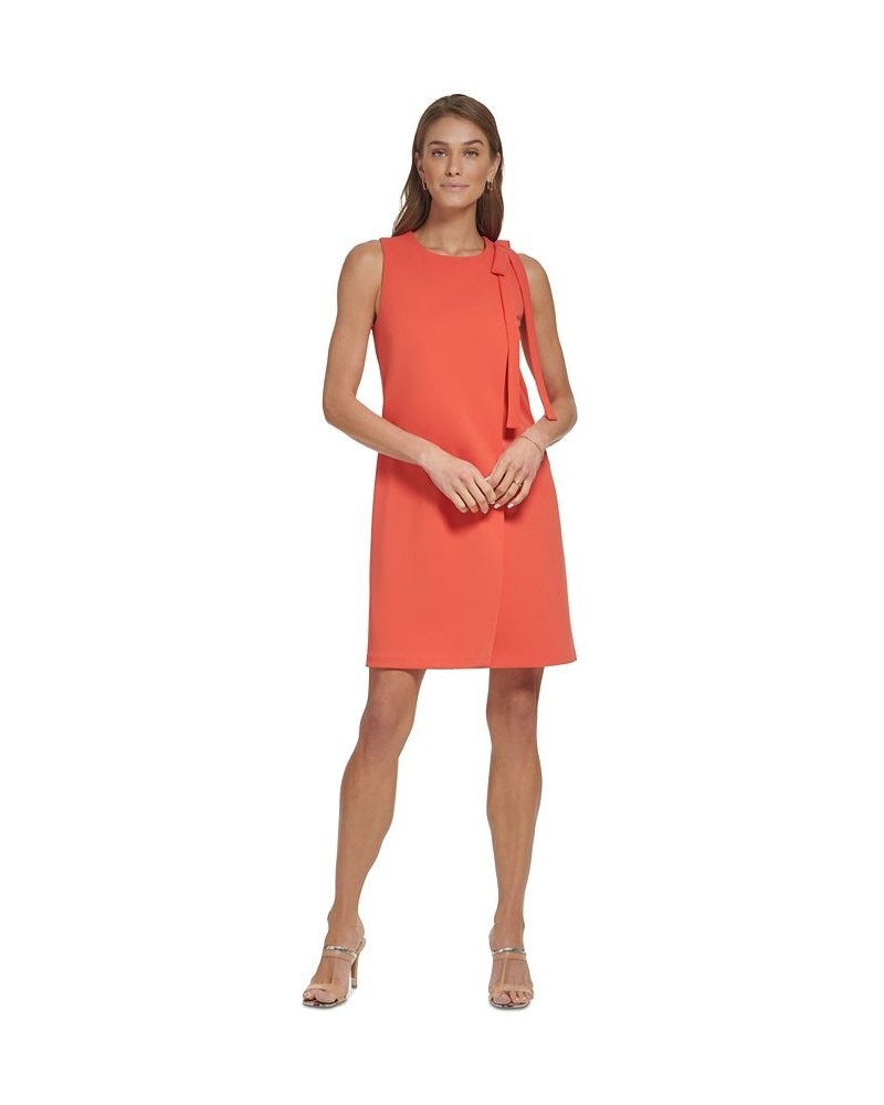 Women's Shoulder-Bow Sleeveless Scuba Crepe Dress Orange $64.80 Dresses