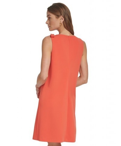 Women's Shoulder-Bow Sleeveless Scuba Crepe Dress Orange $64.80 Dresses