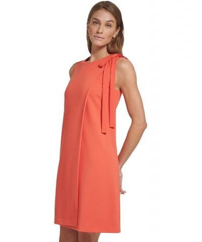 Women's Shoulder-Bow Sleeveless Scuba Crepe Dress Orange $64.80 Dresses