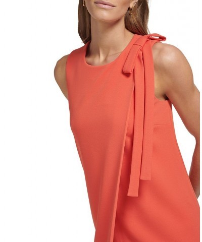 Women's Shoulder-Bow Sleeveless Scuba Crepe Dress Orange $64.80 Dresses