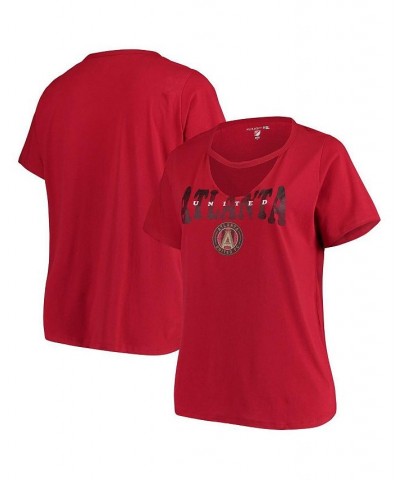 Women's 5th & Ocean by Red Atlanta United FC Plus Size Athletic Baby V-Neck T-shirt Red $27.25 Tops