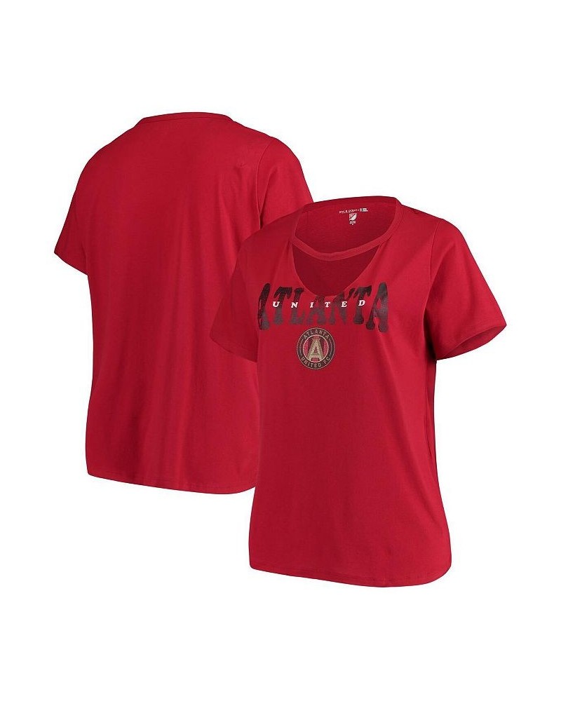 Women's 5th & Ocean by Red Atlanta United FC Plus Size Athletic Baby V-Neck T-shirt Red $27.25 Tops