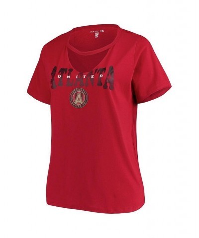 Women's 5th & Ocean by Red Atlanta United FC Plus Size Athletic Baby V-Neck T-shirt Red $27.25 Tops