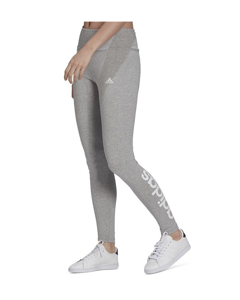 Women's Linear-Logo Full Length Leggings XS-4X Medium Grey Heather/white $23.20 Pants