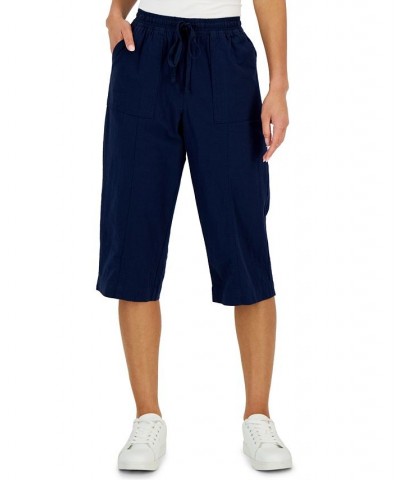 Petite Solid Quinn Cotton Capri Pants Intrepid Blue $13.49 Pants