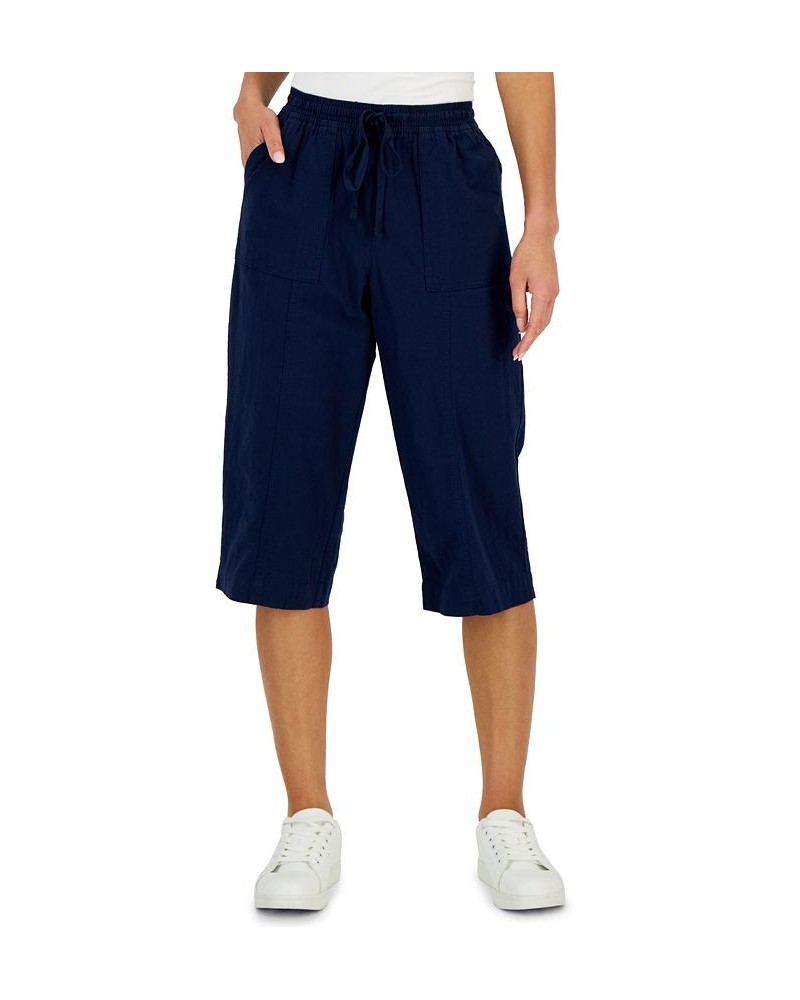 Petite Solid Quinn Cotton Capri Pants Intrepid Blue $13.49 Pants