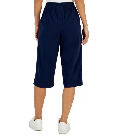 Petite Solid Quinn Cotton Capri Pants Intrepid Blue $13.49 Pants