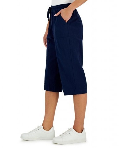 Petite Solid Quinn Cotton Capri Pants Intrepid Blue $13.49 Pants