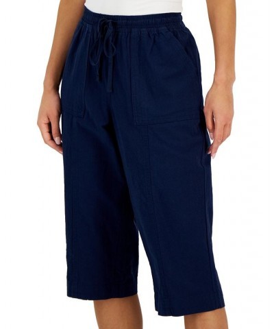 Petite Solid Quinn Cotton Capri Pants Intrepid Blue $13.49 Pants