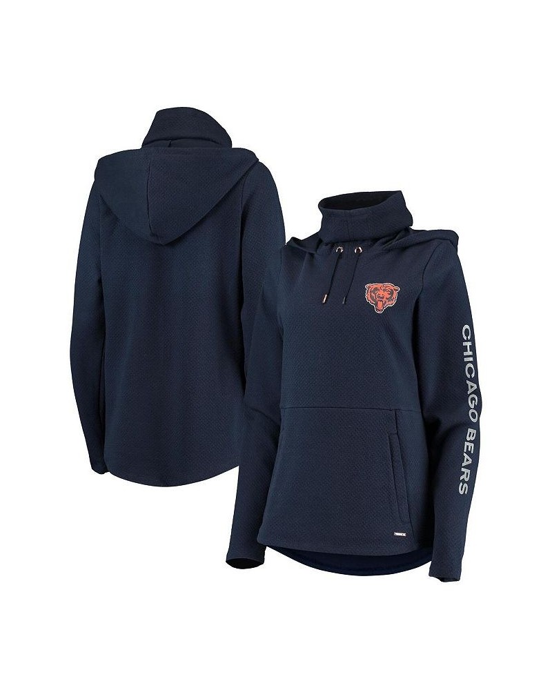 Women's Navy Chicago Bears Amelia Turtleneck Pullover Hoodie Navy $43.34 Sweatshirts