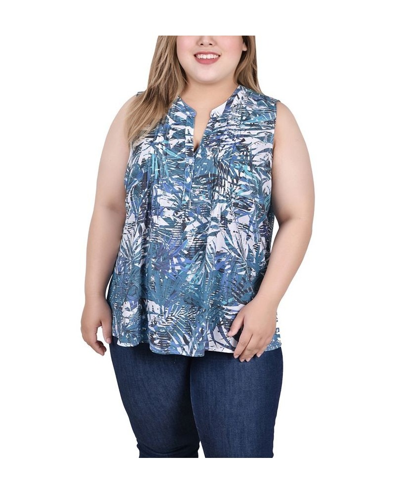 Plus Size Sleeveless Pintucked Blouse White Palmbract $14.35 Tops