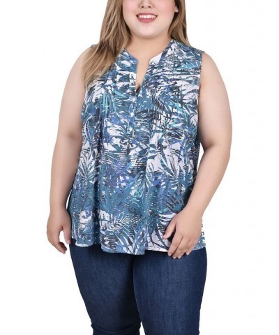 Plus Size Sleeveless Pintucked Blouse White Palmbract $14.35 Tops