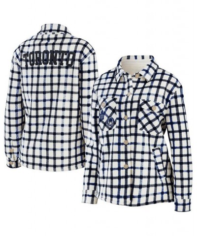 Women's Oatmeal Toronto Maple Leafs Plaid Button-Up Shirt Jacket Oatmeal $47.69 Jackets