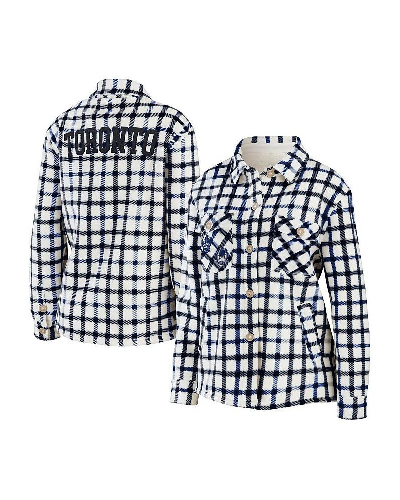 Women's Oatmeal Toronto Maple Leafs Plaid Button-Up Shirt Jacket Oatmeal $47.69 Jackets