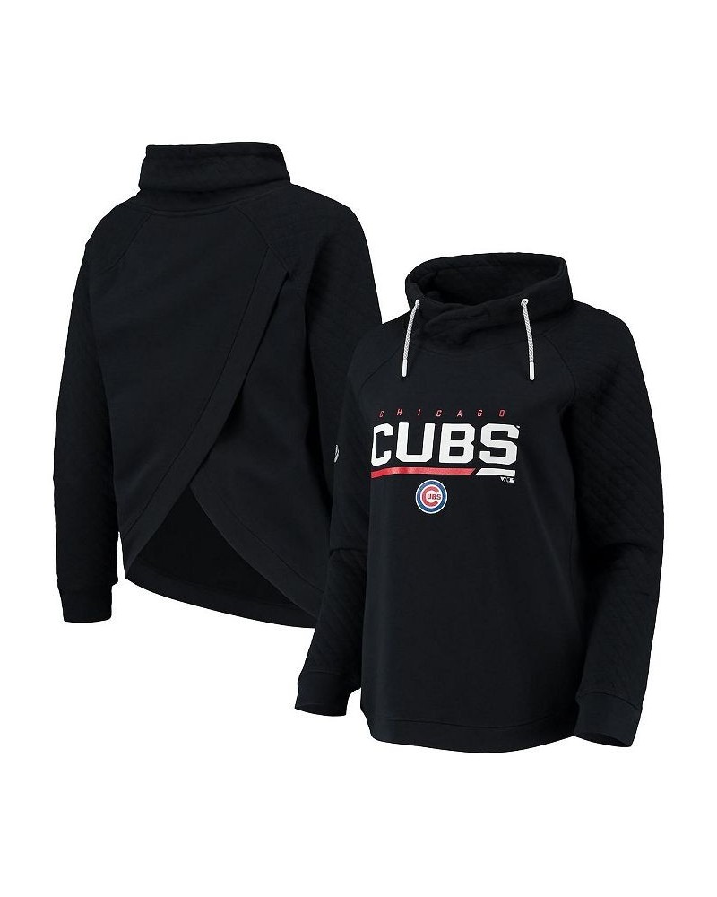 Women's Black Chicago Cubs Vega Funnel Neck Raglan Pullover Sweatshirt Black $42.00 Sweatshirts