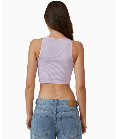 Women's Seamless High-Neck Cropped Tank Top Purple $12.60 Tops