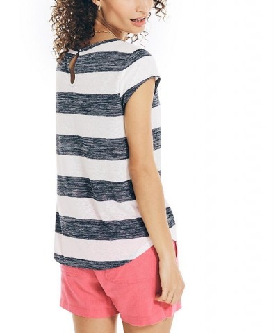 Women's Scoop-Neck Keyhole Top Navy Seas $19.11 Tops