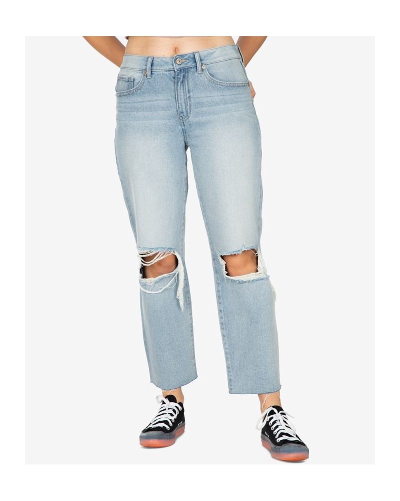 Juniors' Straight-Leg Ripped Jeans Indigo Medium $11.80 Jeans